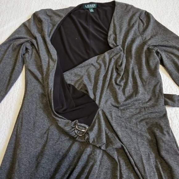Ralph Lauren Heather Gray Buckle Faux Wrap Dress - Picture 4 of 9